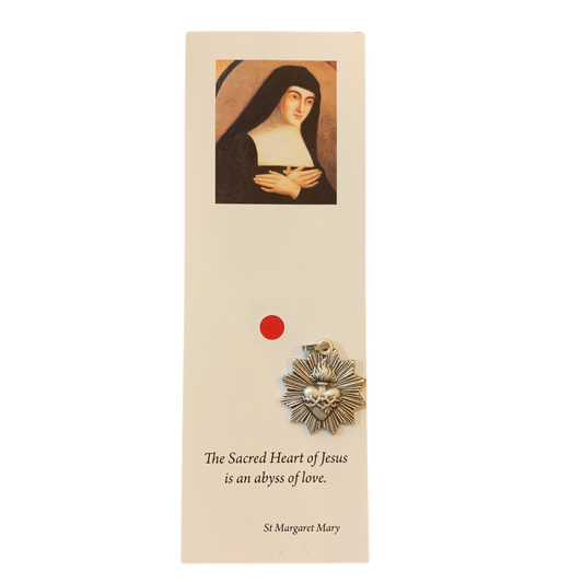 St. Margaret Mary Bookmark with Relic and Sacred Heart Medal