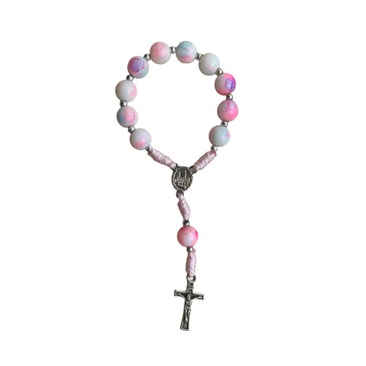 Marble Queen of Peace Cord Decade Rosary of Assorted Colors