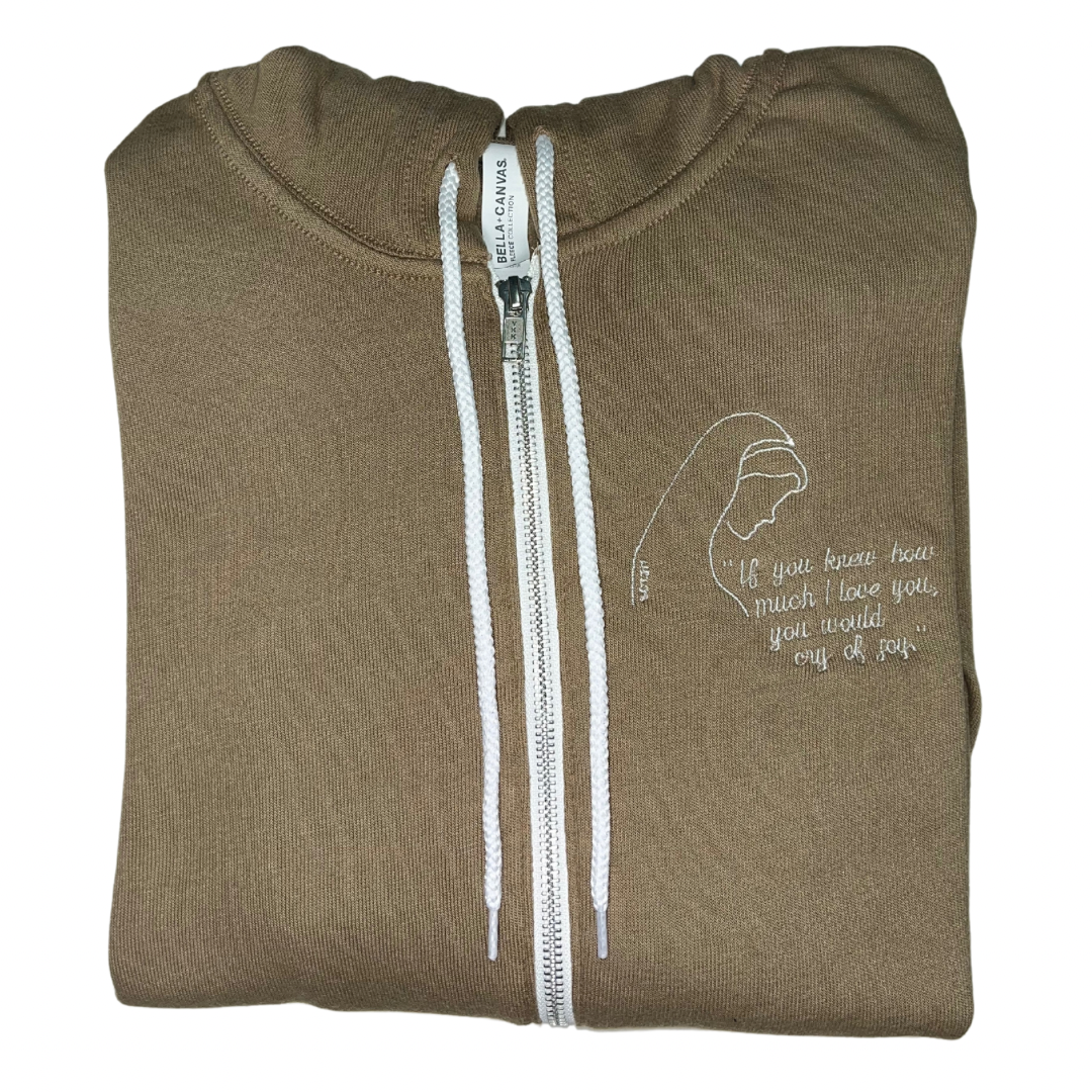Love of Our Lady Embroidered Zip-up Sweater by SCTJM