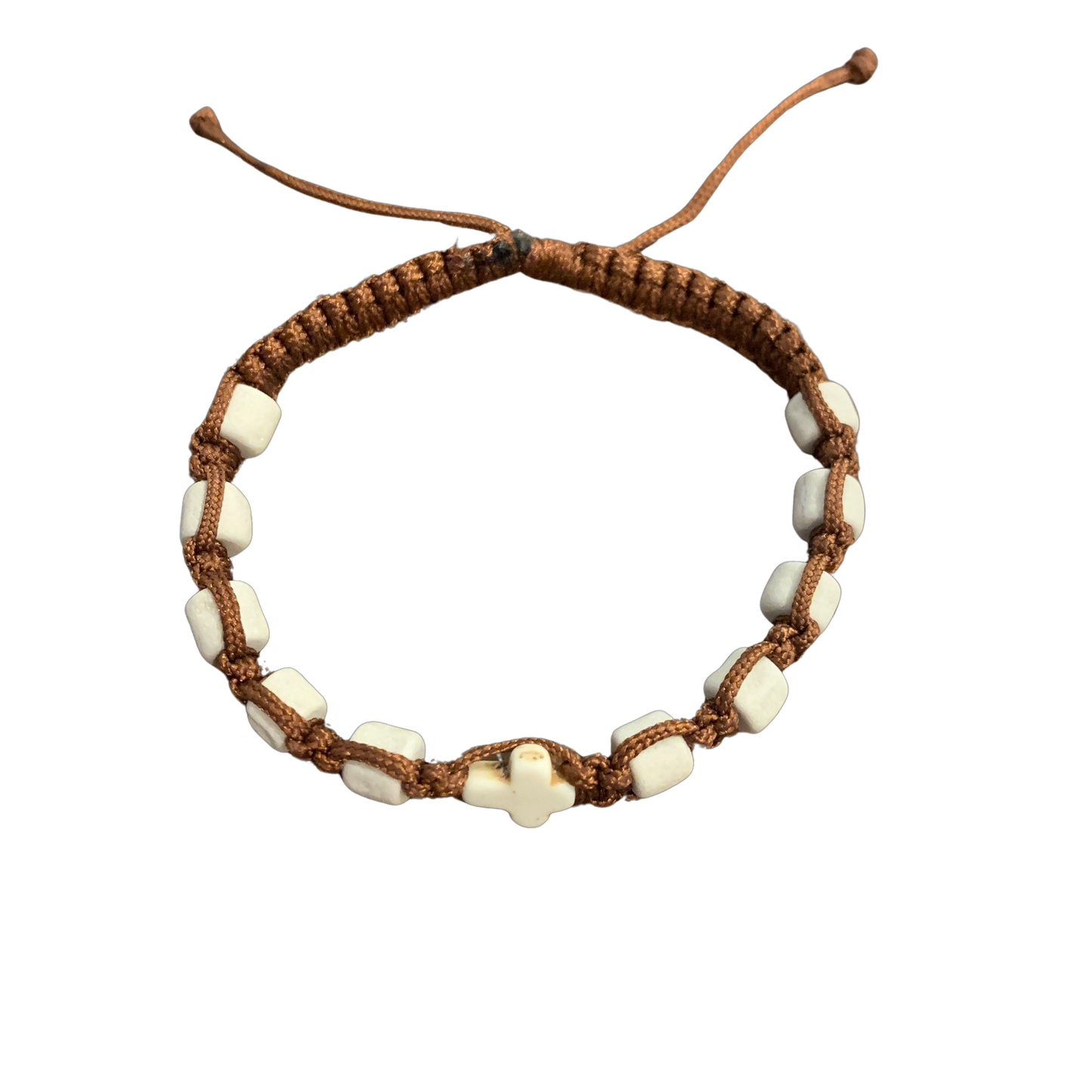 Stone Bead with Stone Cross Decade Rosary Bracelet of Assorted Colors