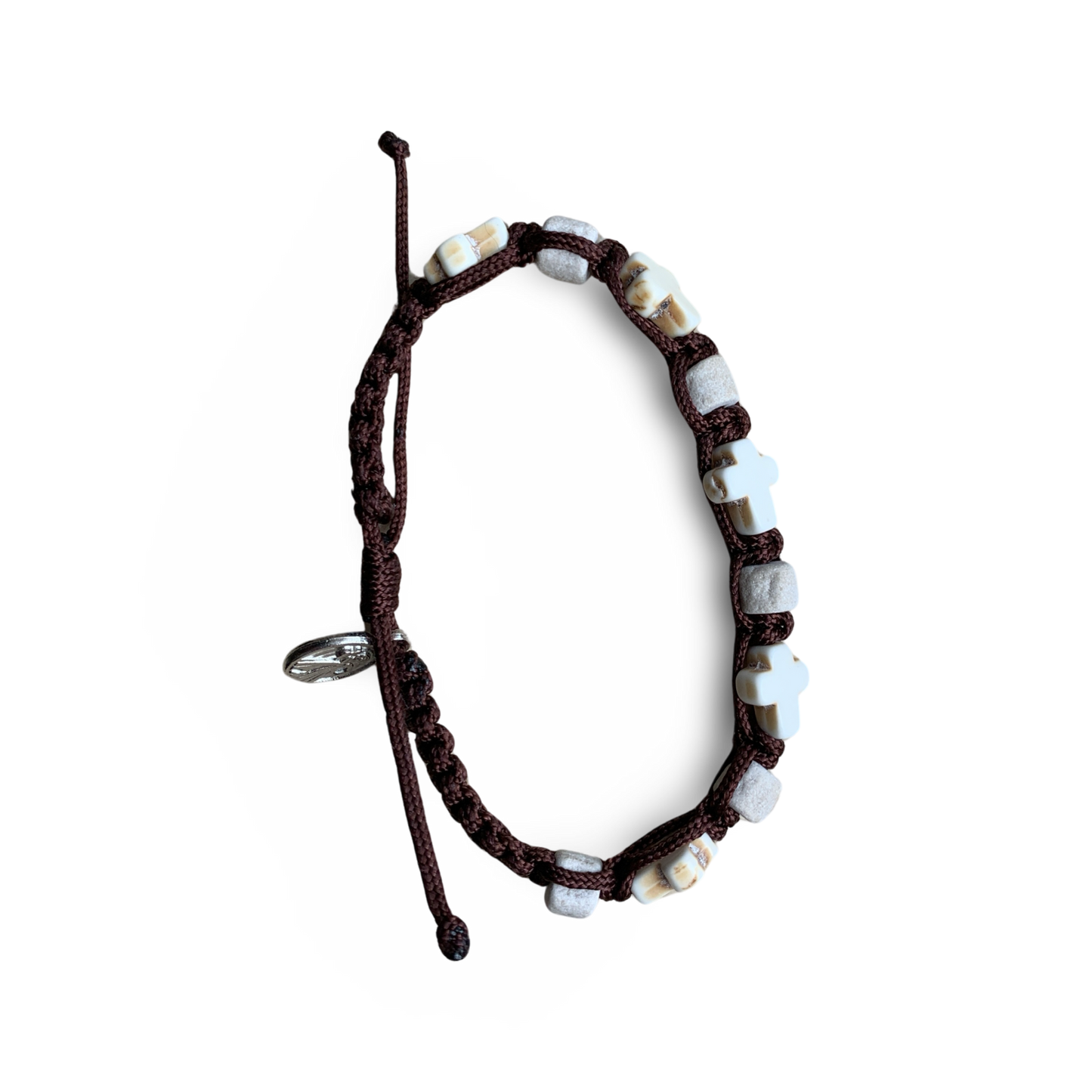Stone and Cross Braided Bracelet of Assorted Colors