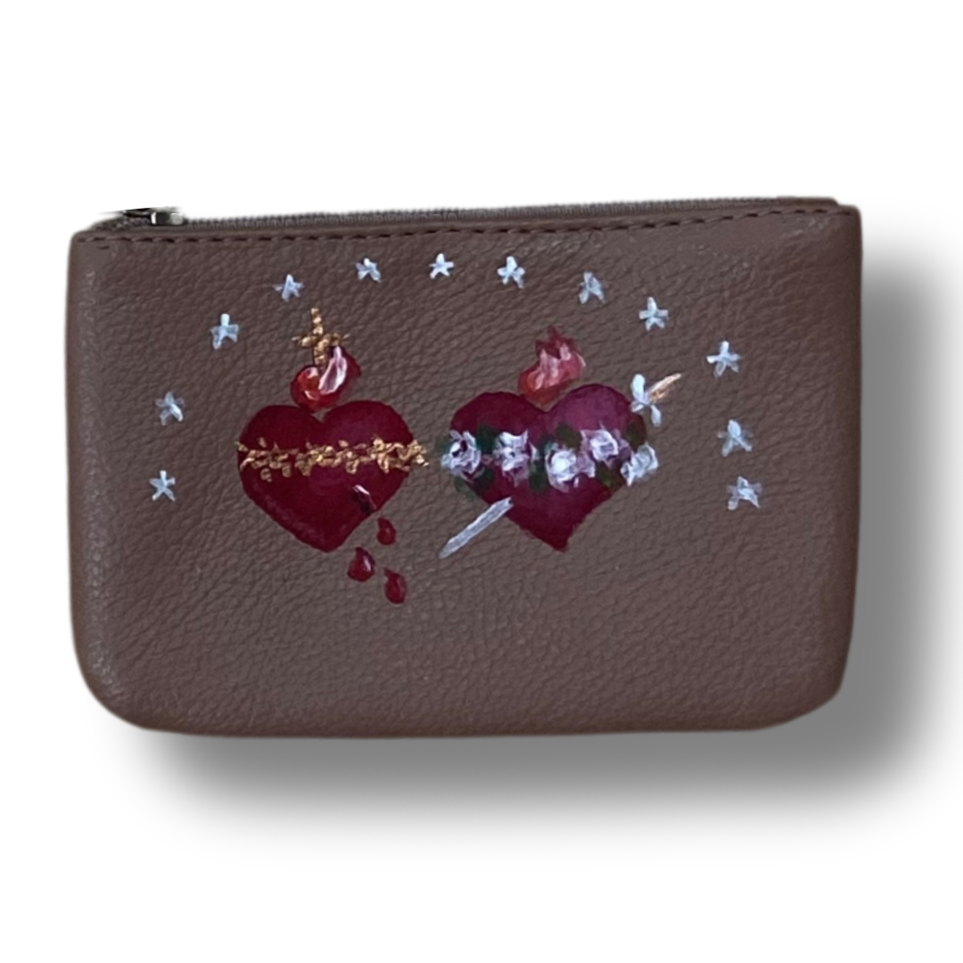 Hand-Painted Two Hearts Pouch