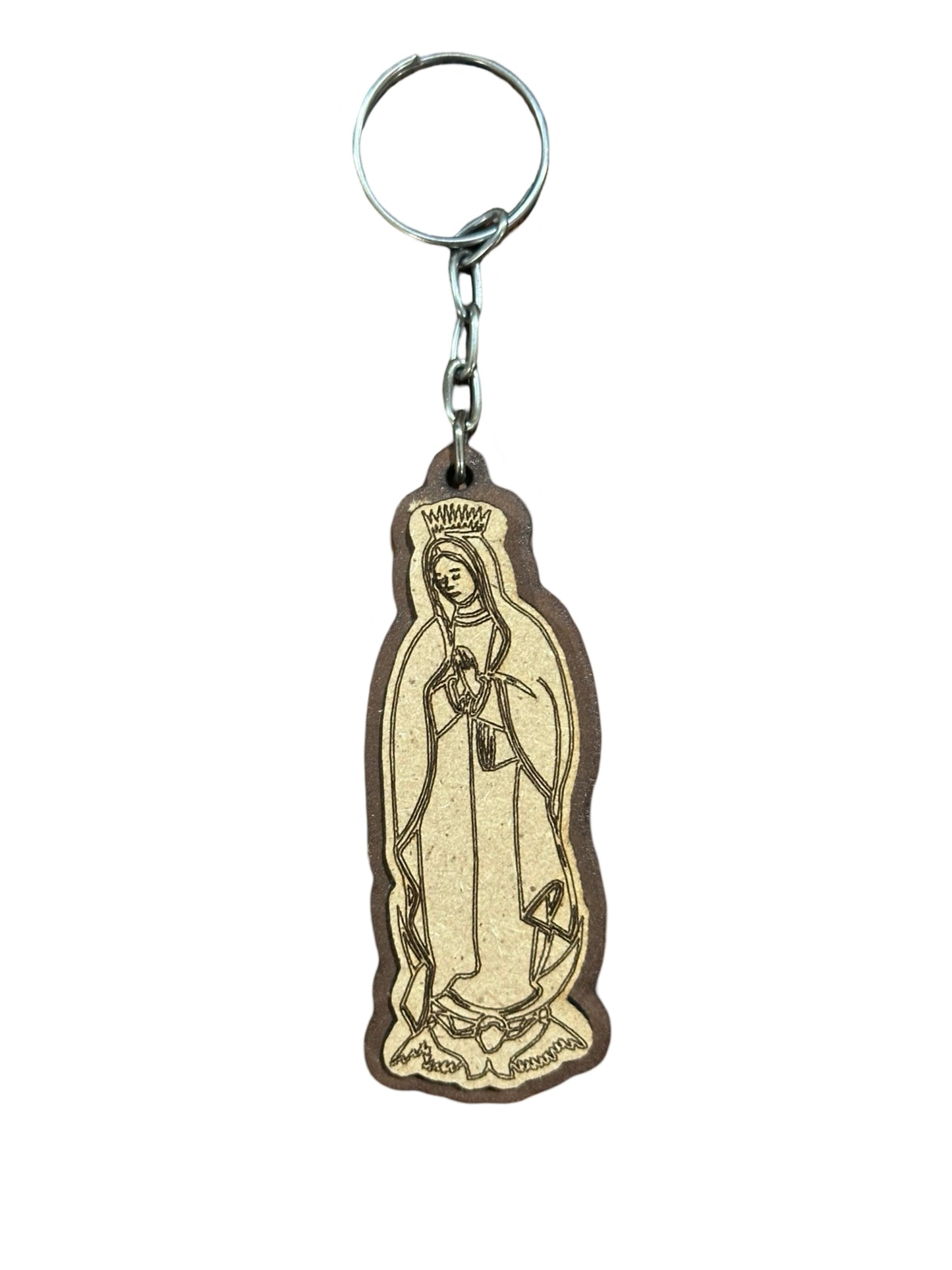 Wooden Our Lady of Guadalupe Keychain