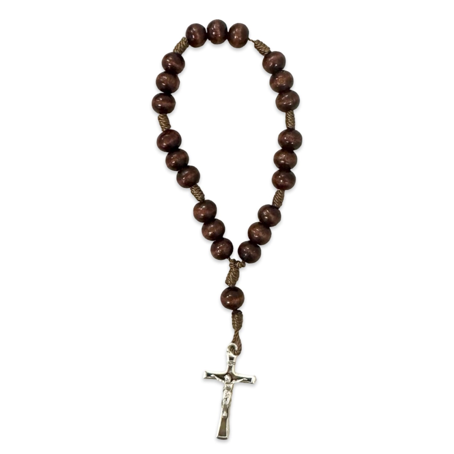 Brown Chaplet of Peace with Metal Cross