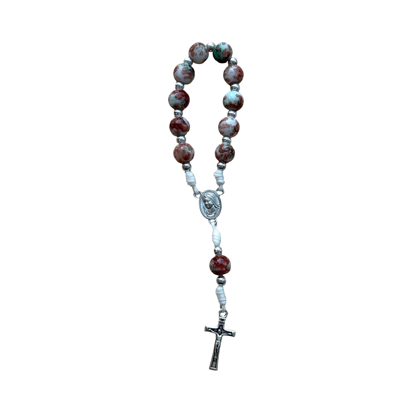 Marble Queen of Peace Cord Decade Rosary of Assorted Colors