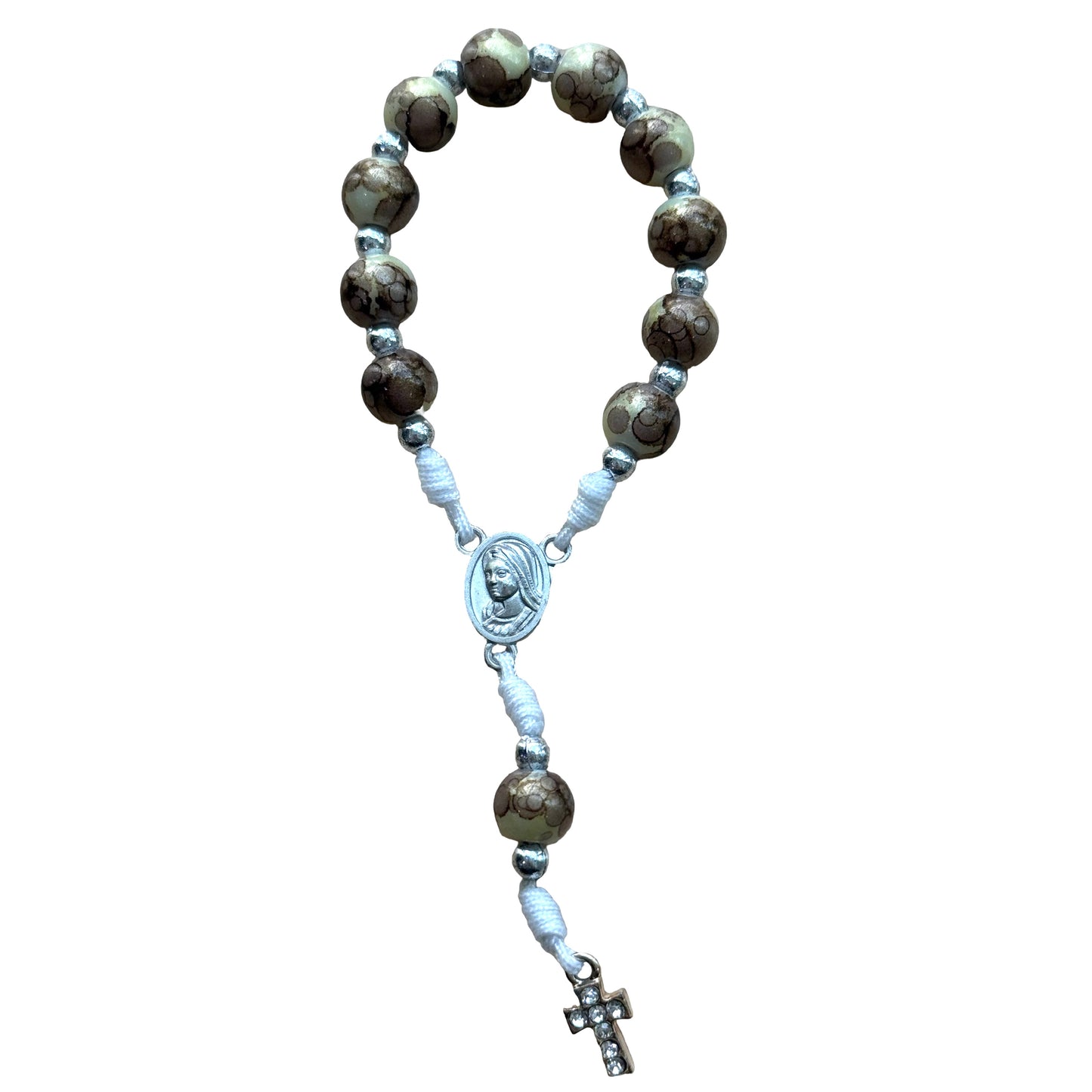 Marble Queen of Peace Cord Decade Rosary of Assorted Colors