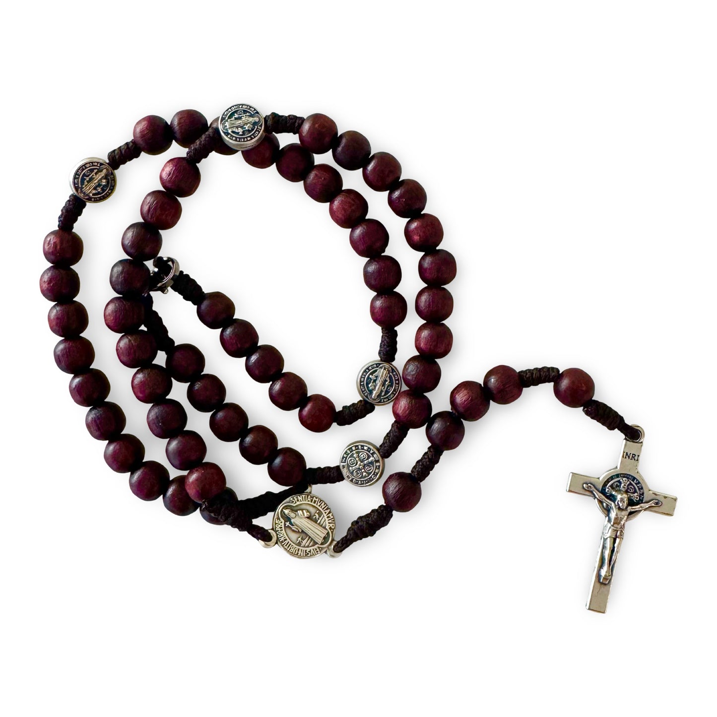 Burgundy St. Benedict Rosary with Clasp