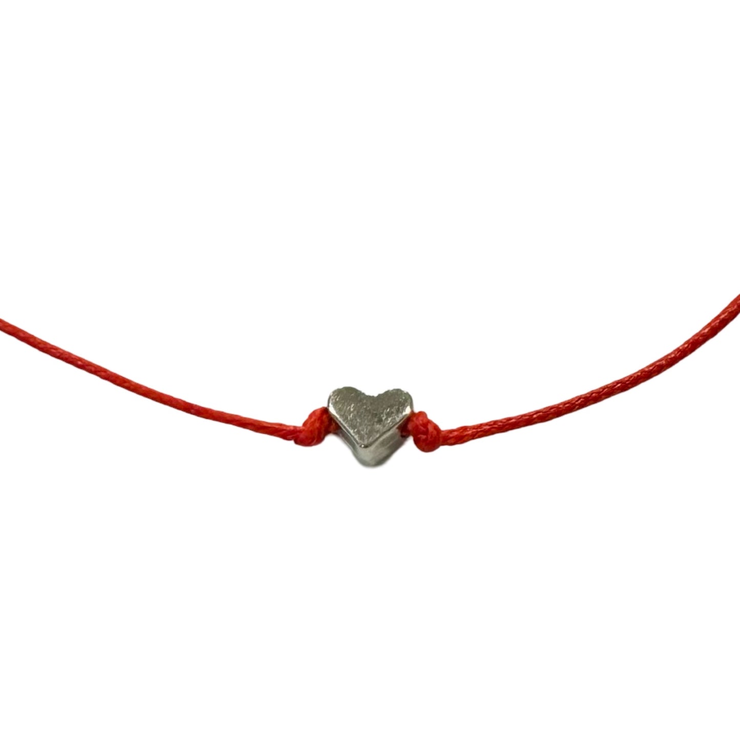 Adjustable String and Silver Heart Bracelet of Assorted Colors