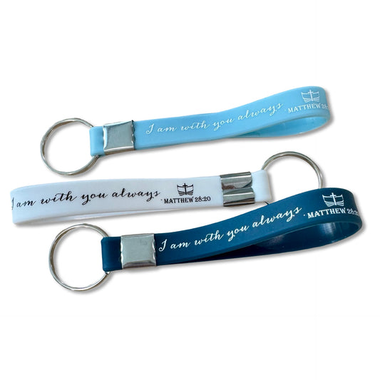 “I am with you always” Silicone Bible Verse Keychain