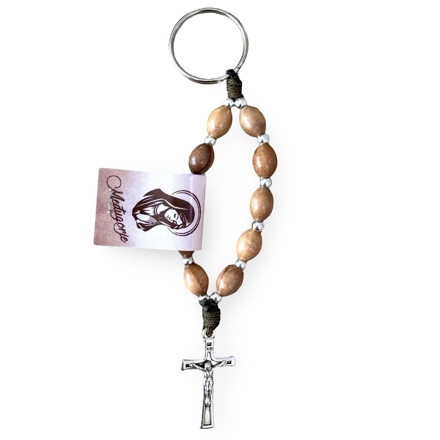Olive Wood Medjugorje Decade Keychain