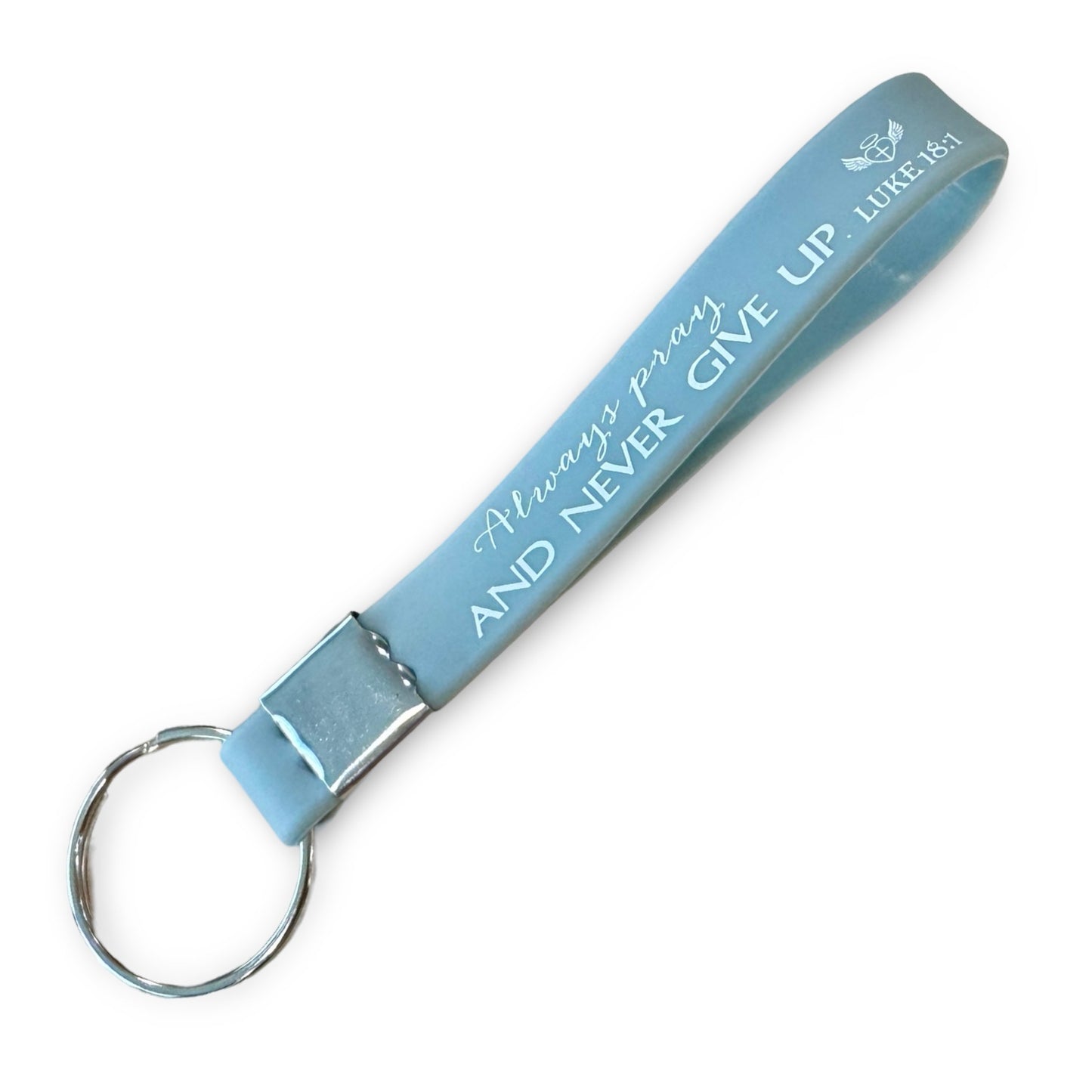 “Always Pray and Never Give Up” Silicone Bible Verse Keychain