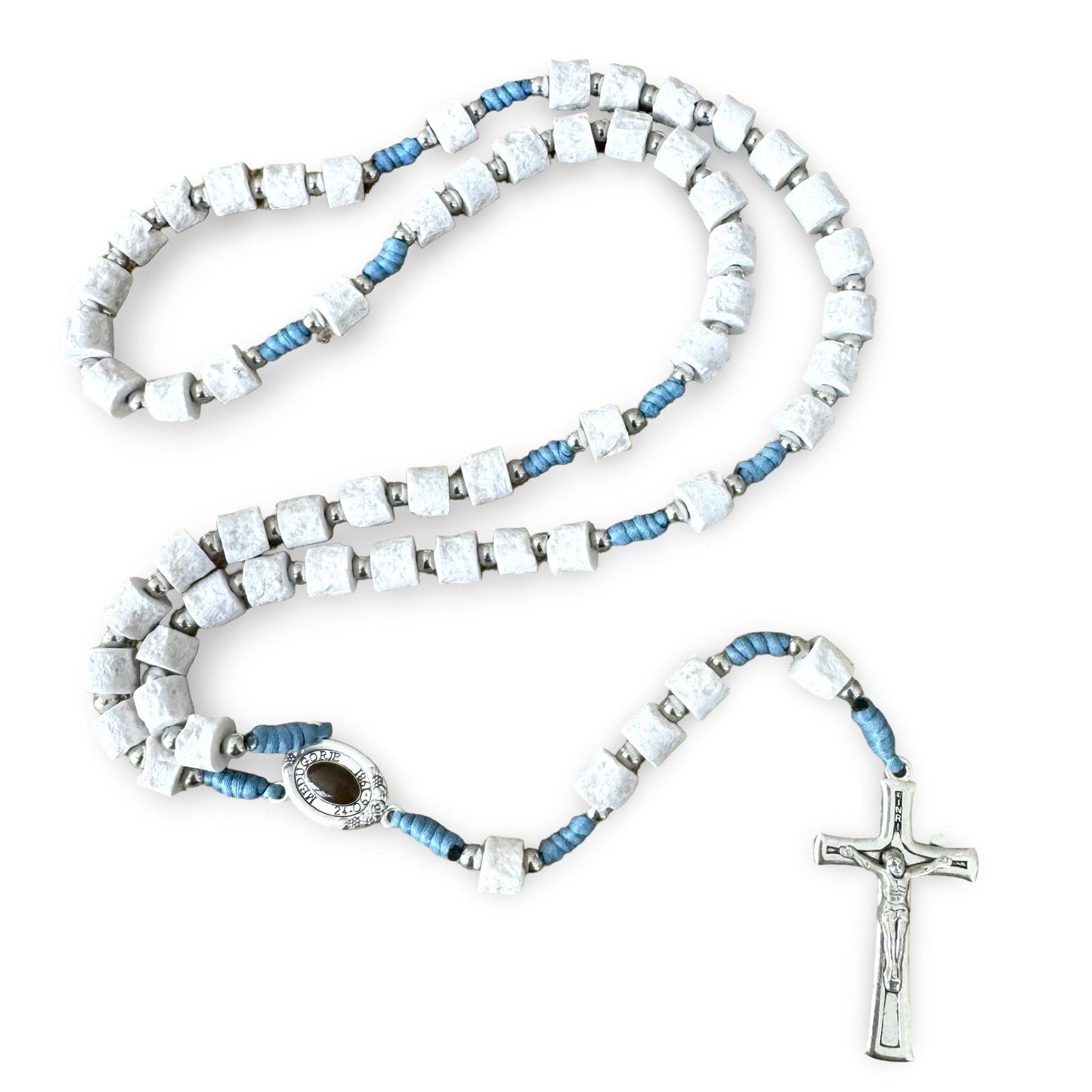 Queen of Peace Stone Rosary with Soil