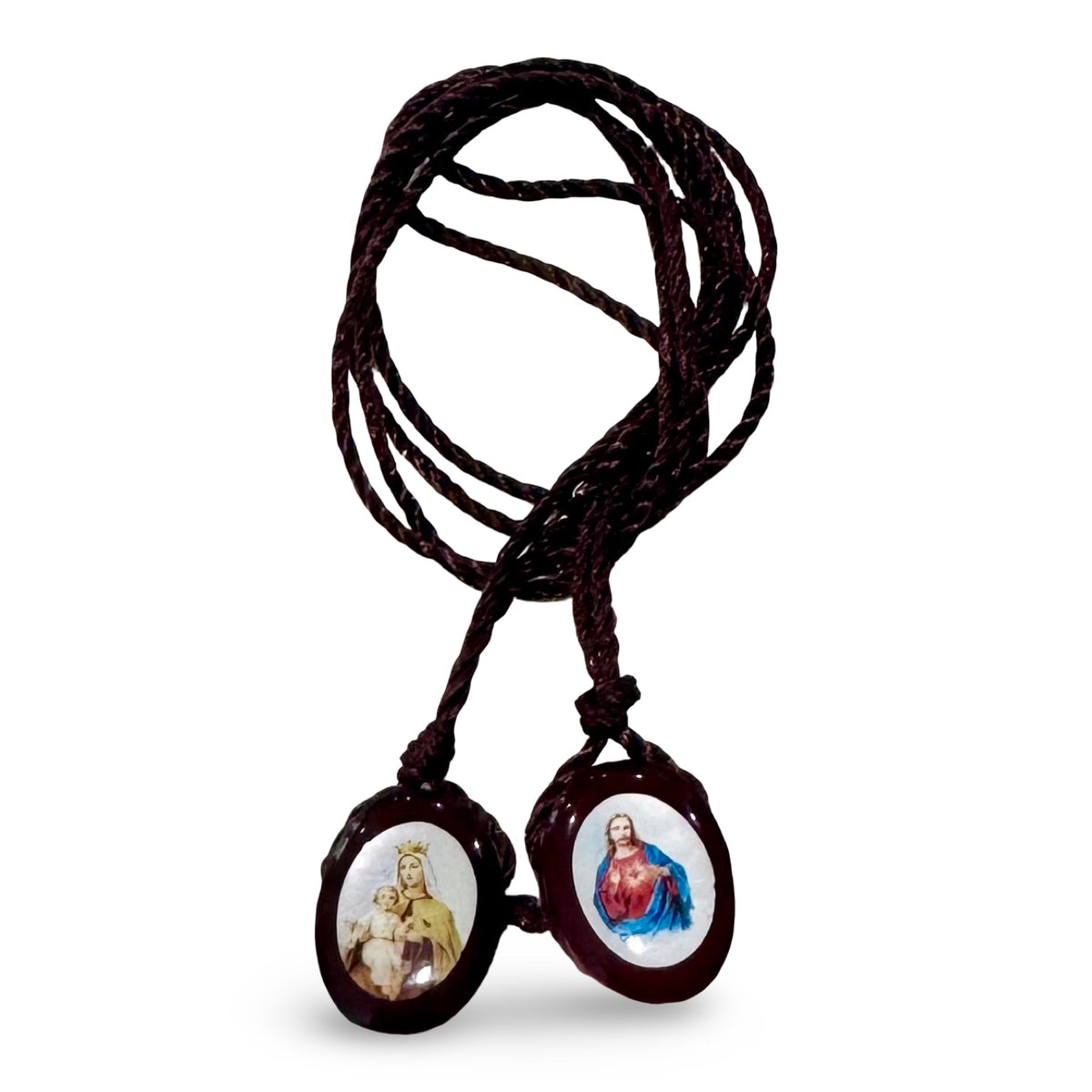 Burgundy Our Lady of Mount Carmel and Sacred Heart Scapular