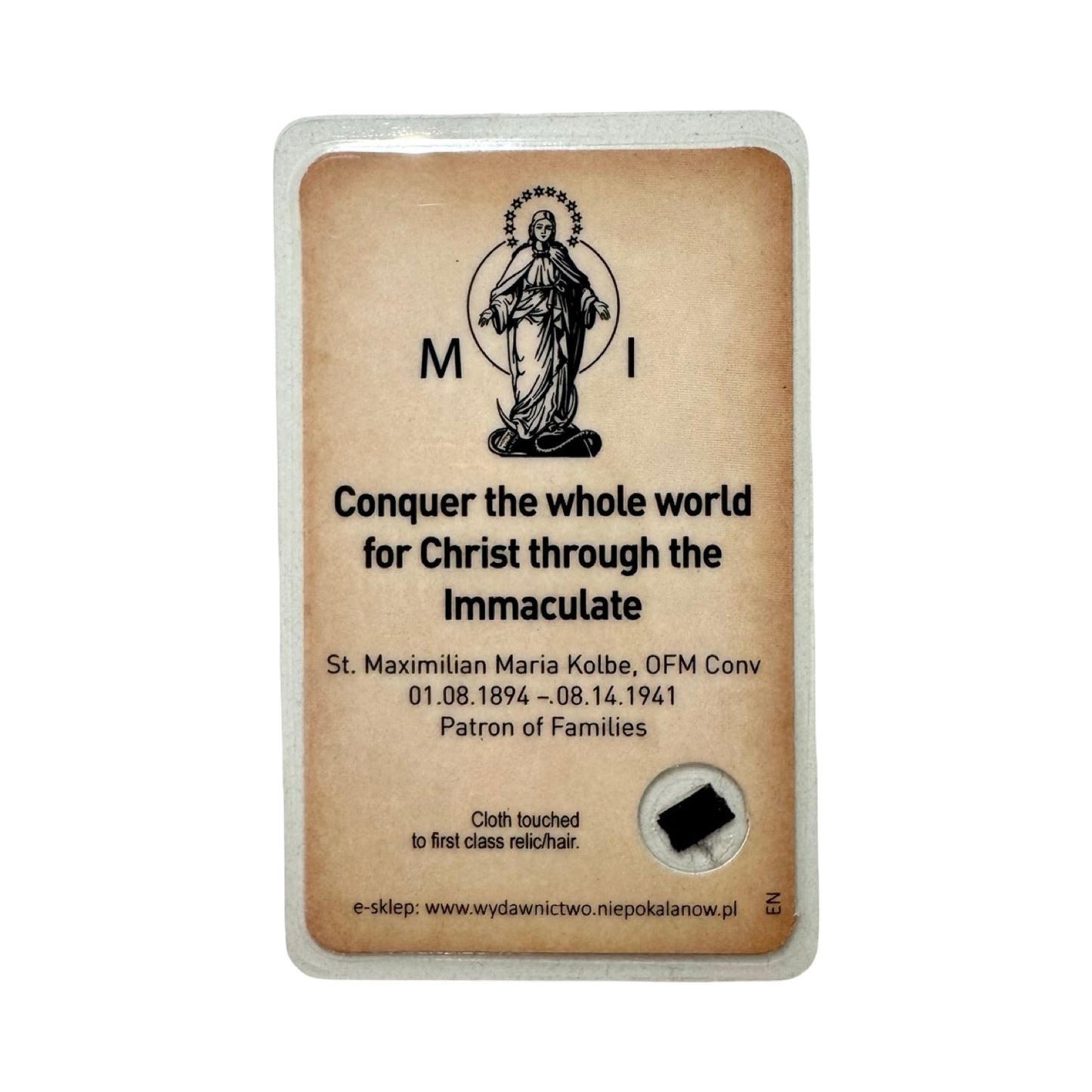 Miniature Our Lady Statue with St. Maximilian Kolbe Relic