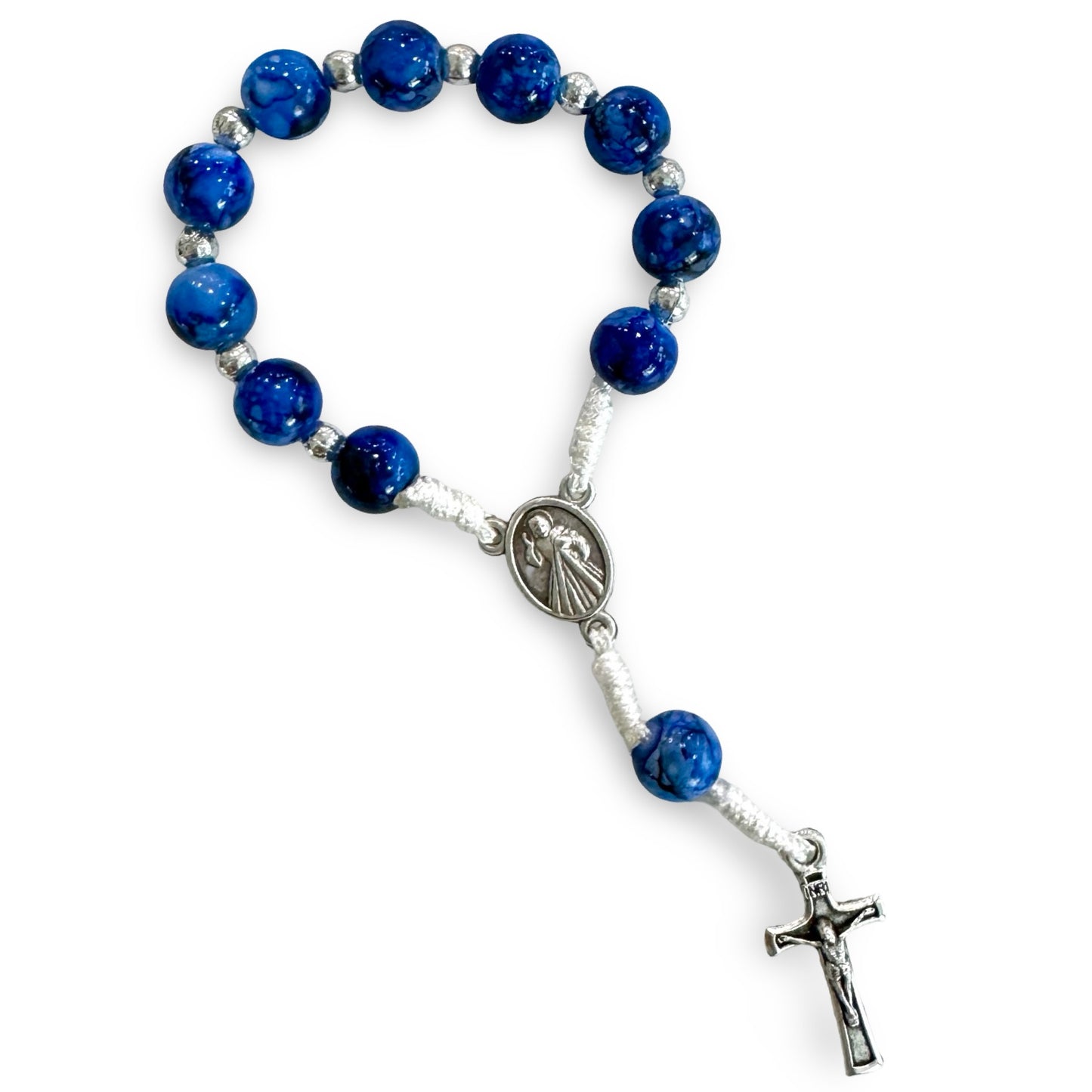 Marble Queen of Peace Cord Decade Rosary of Assorted Colors