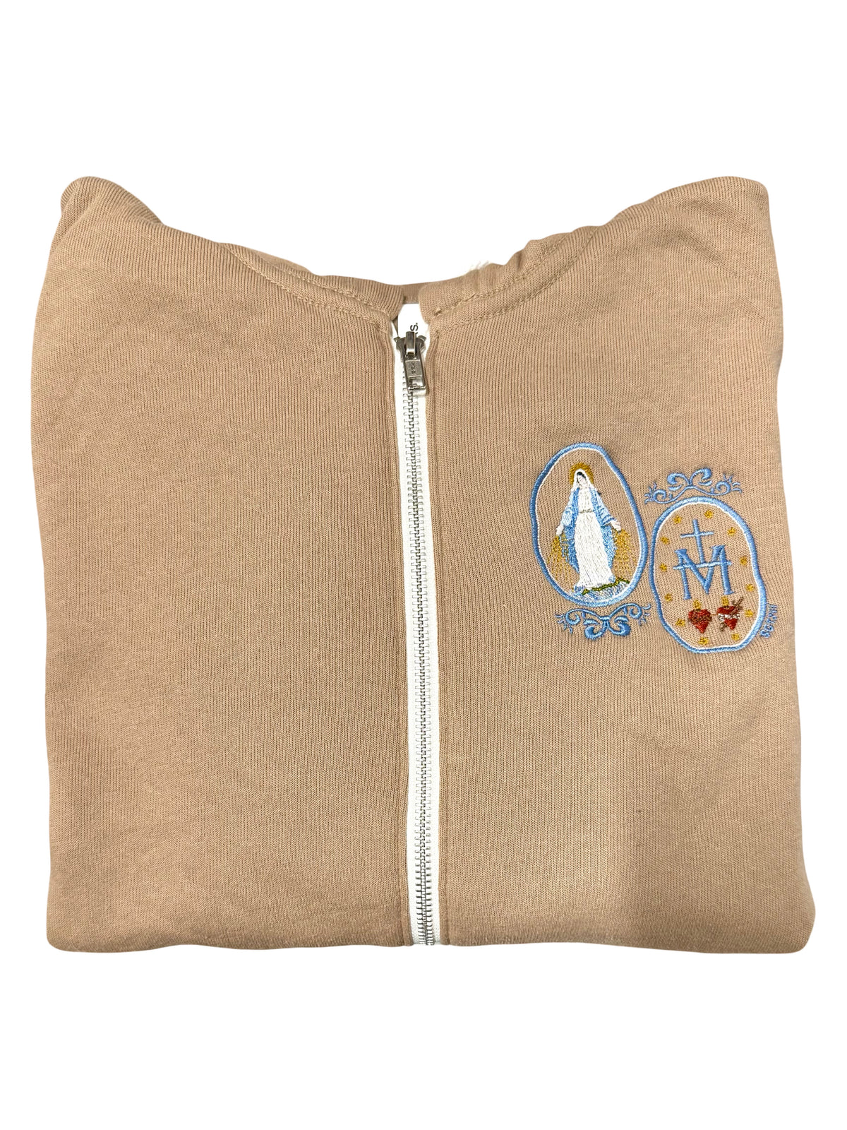 Miraculous Medal Embroidered Zip-up Sweater by SCTJM