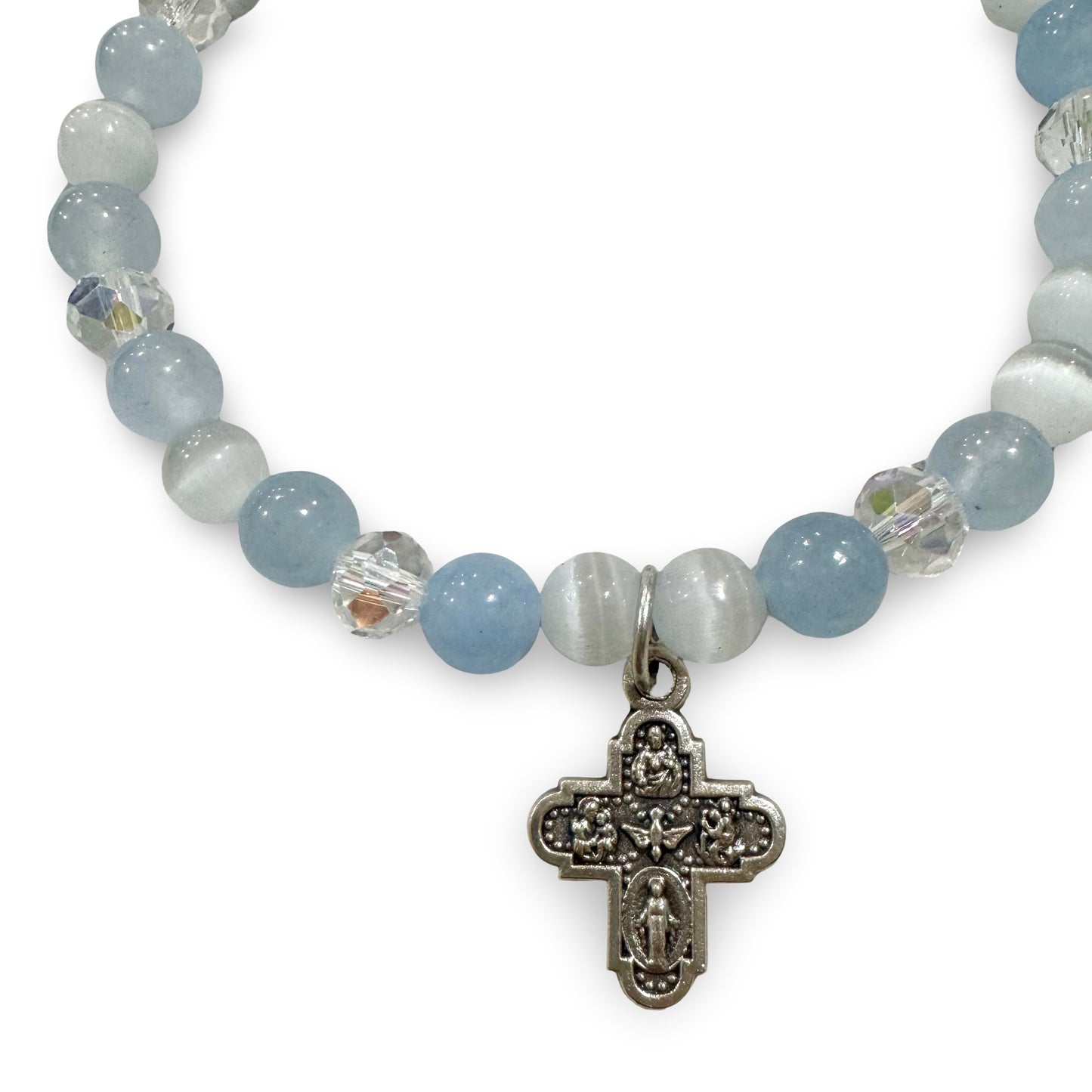 Baby Blue Four Way Cross Bracelet