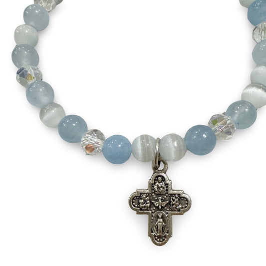 Baby Blue Four Way Cross Bracelet