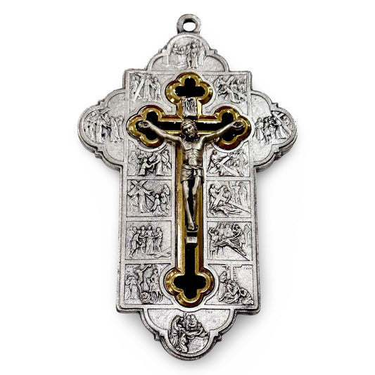 Stations of the Cross Crucifix with Golden Accent
