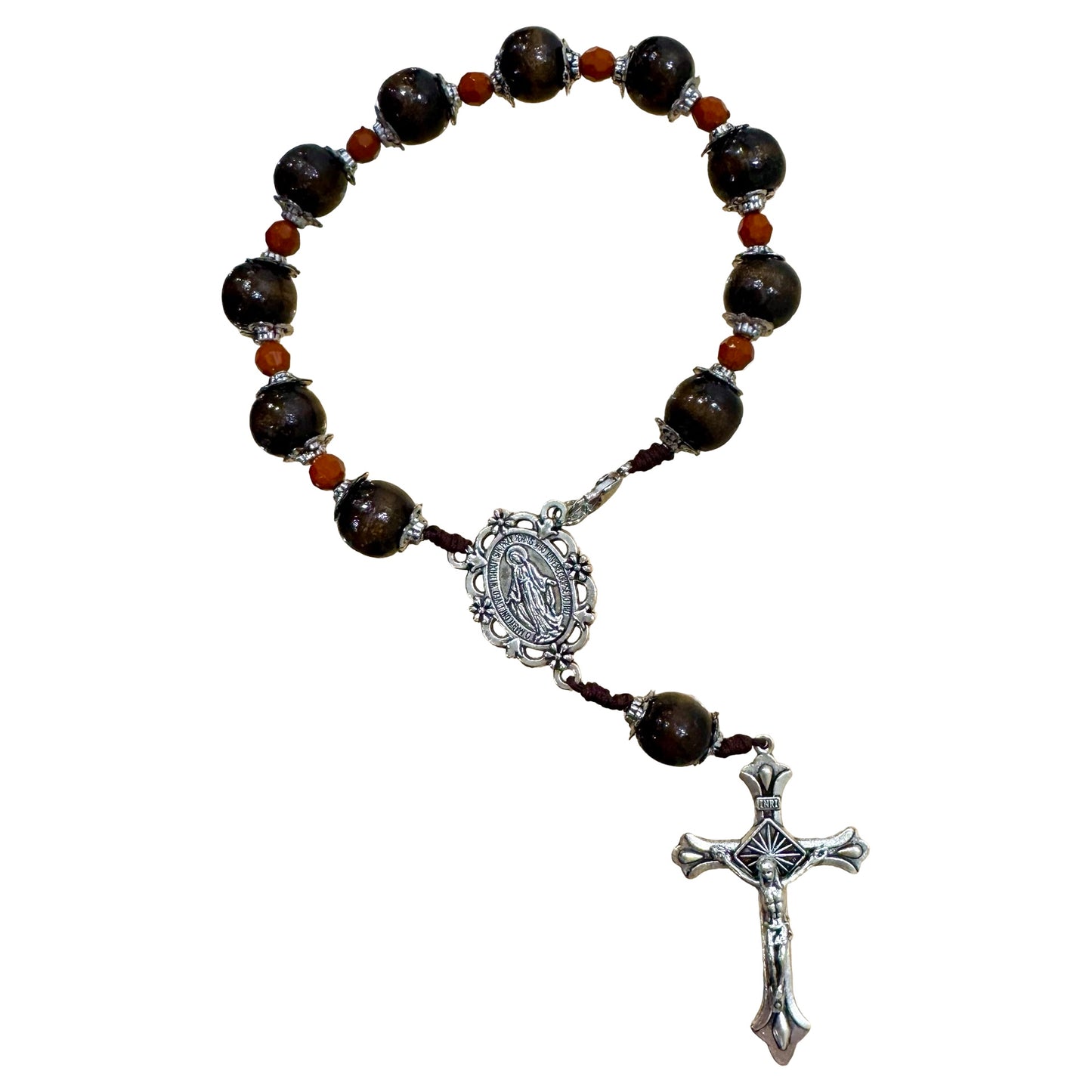Large Decade Rosary with Clip and Miraculous Medal