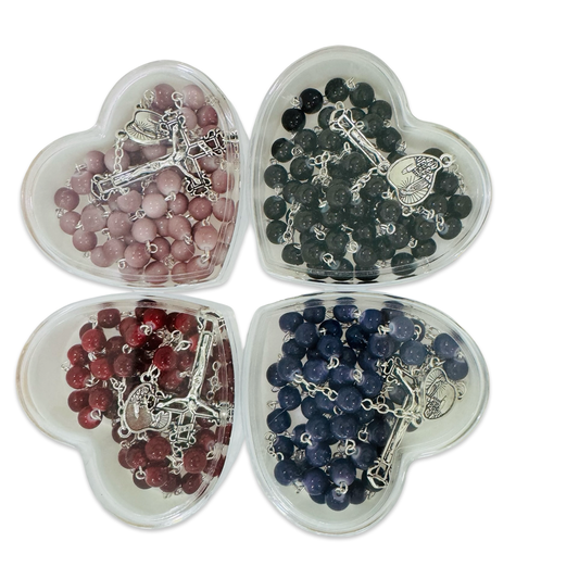 Marble Fatima Rosary With Heart-Shaped Case