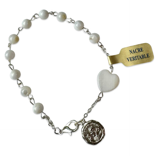 Padre Pio - Mother of Pearl Decade Bracelet
