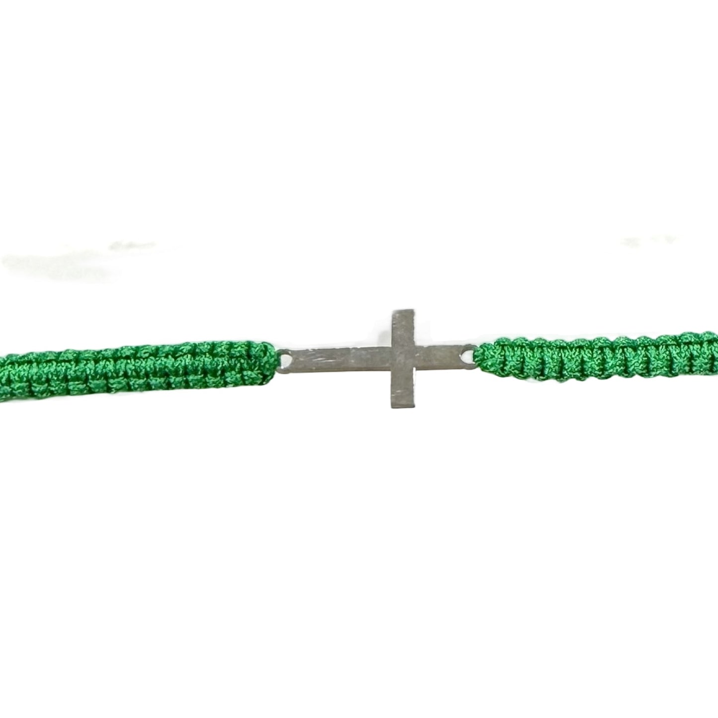 Braided Cord Adjustable Bracelet with Silver Cross