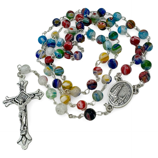 Multicolored Marble Fatima Rosary