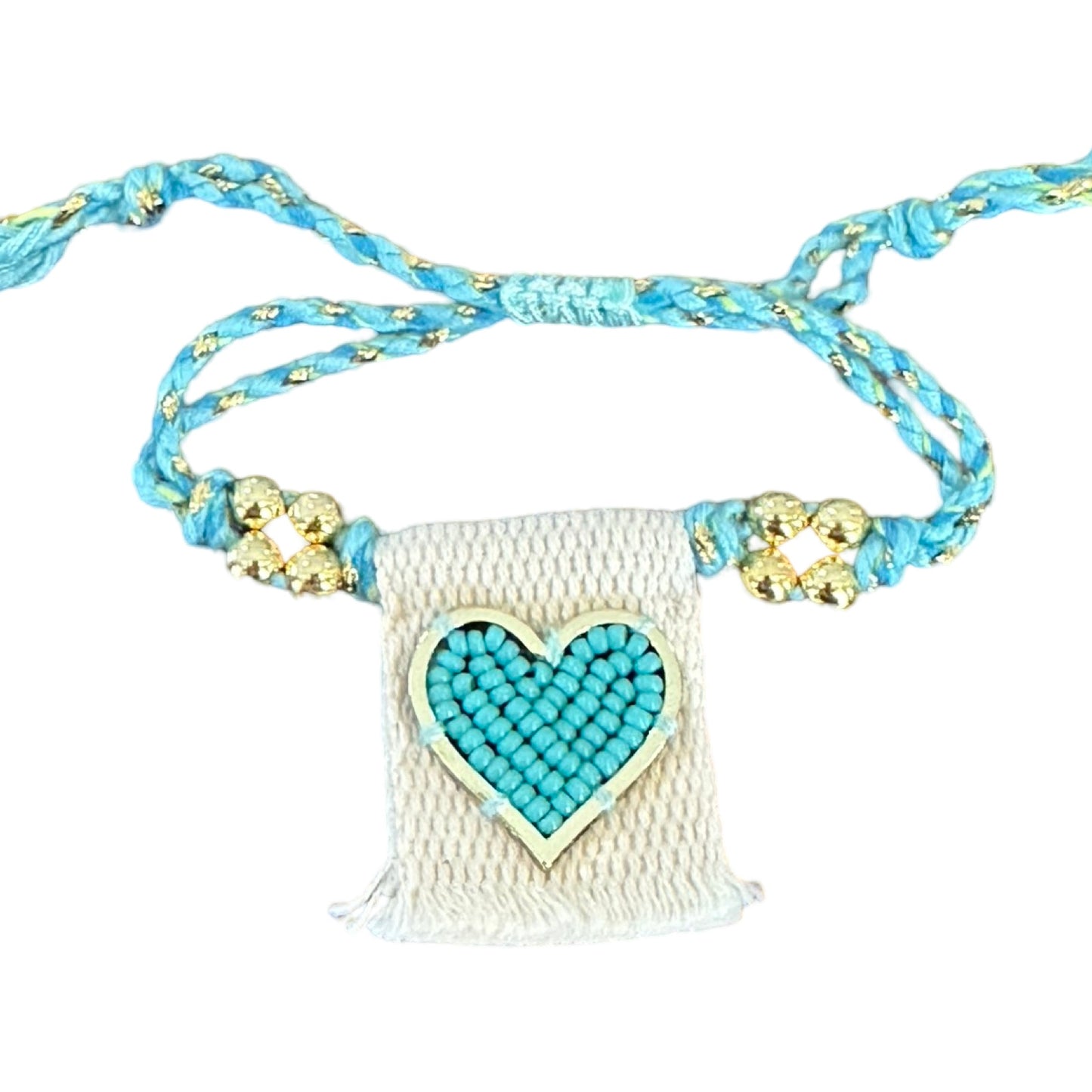 Braided Bracelet with Colorful Beaded Heart Accent