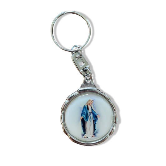 Colored Circle Miraculous Medal Keychain