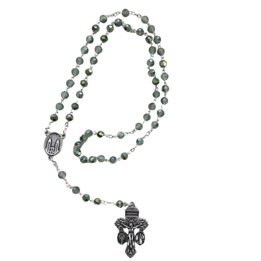 Crystal Queen of Peace Rosary with Pardon Crucifix