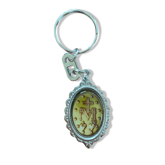 Colored Oval Miraculous Medal Keychain