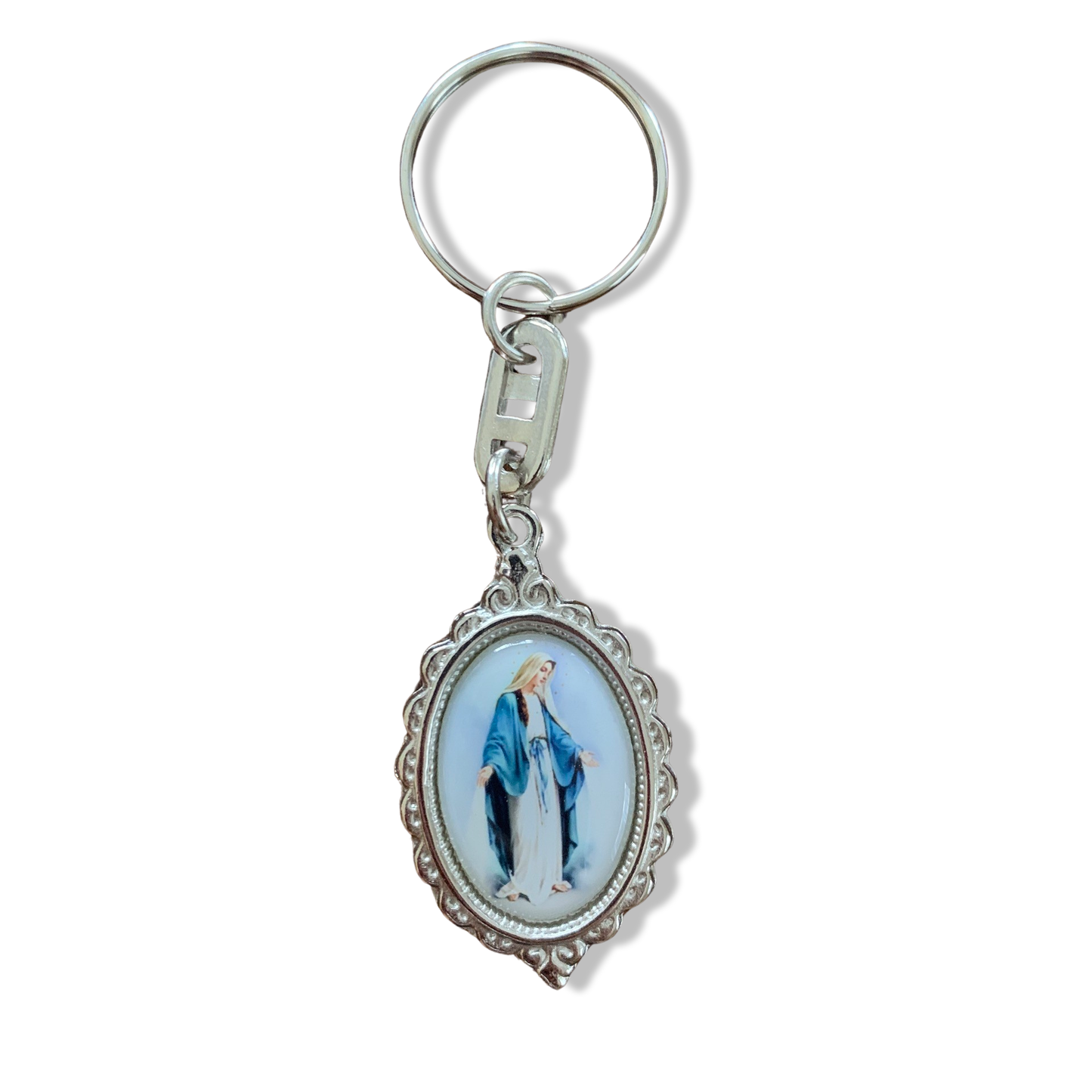 Colored Oval Miraculous Medal Keychain