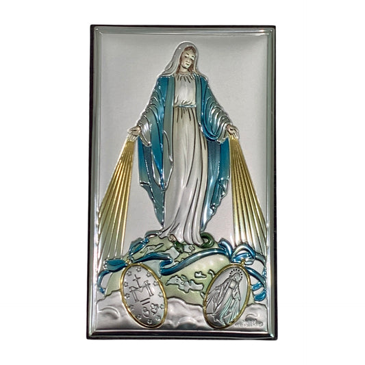 Colored Silver Image of Our Lady of the Miraculous Medal