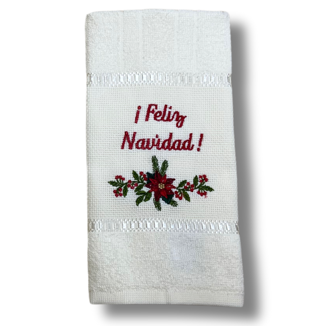 "Feliz Navidad" Embroidered Hand Towel