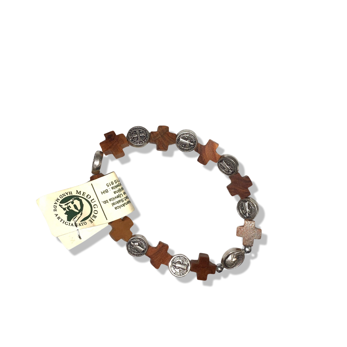 Olive Wood Crosses and St. Benedict Decade Rosary Bracelet