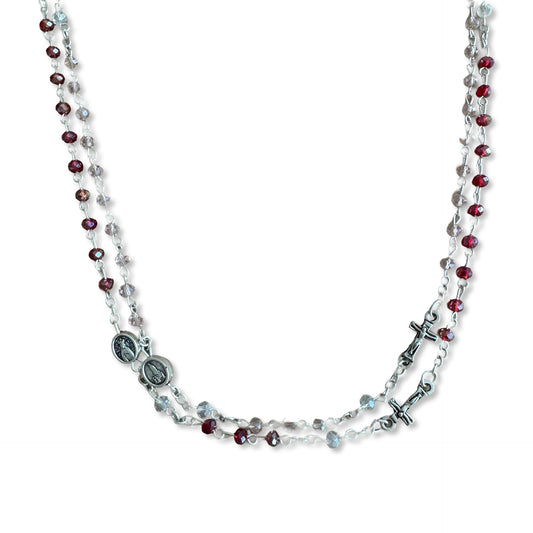 Crystal Fatima Rosary Necklace with Clasp of Assorted Colors