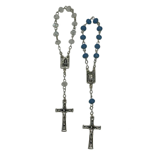 Crystal Lourdes Decade Rosary with Holy Card