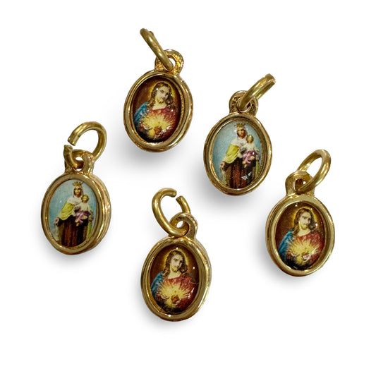 Tiny Gold Colored Scapular Medal Set