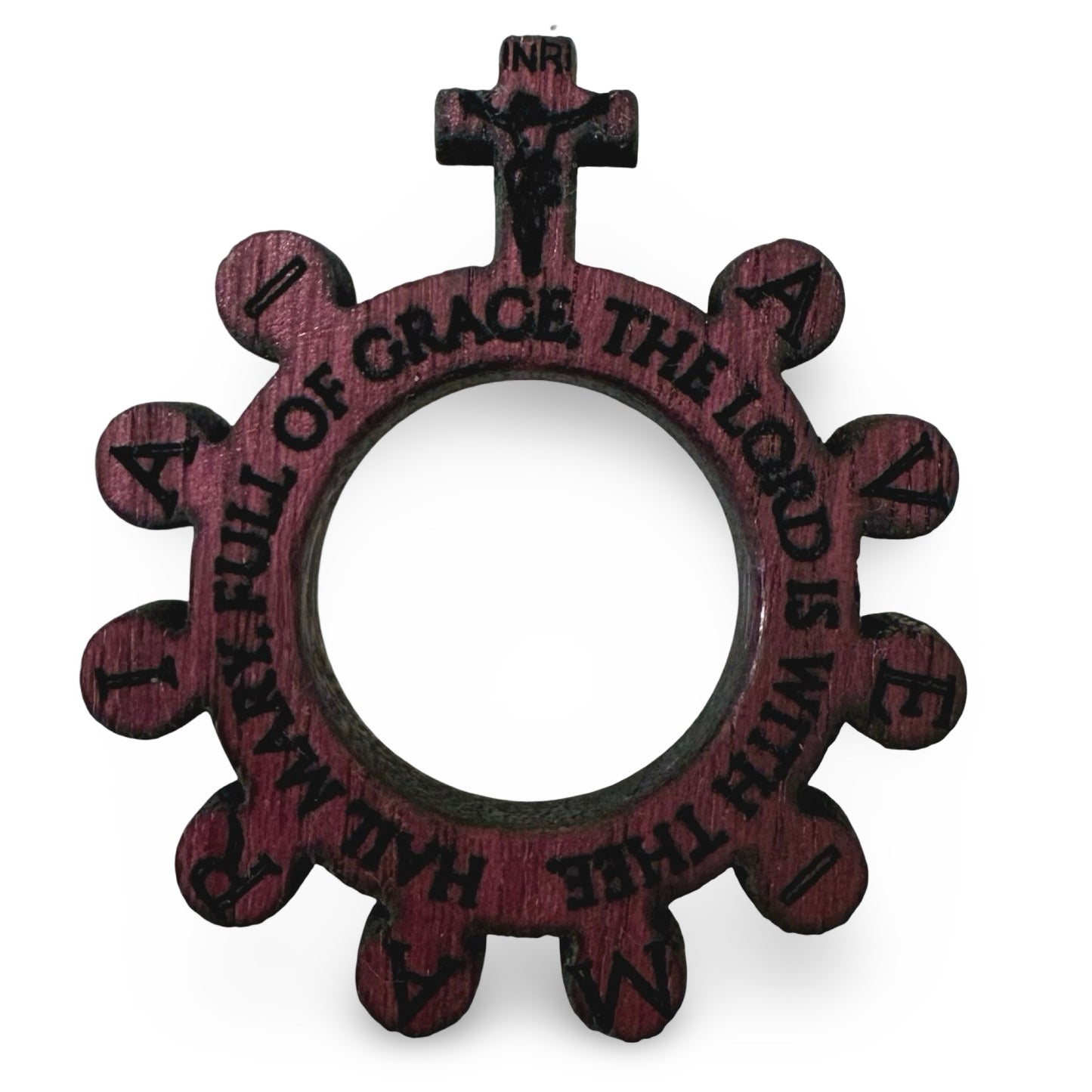 Handmade Wood Carved Rosary Ring