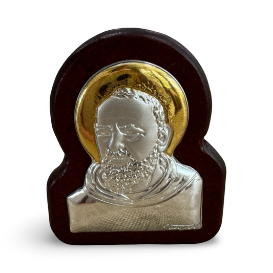 Small Silver Padre Pio Bust