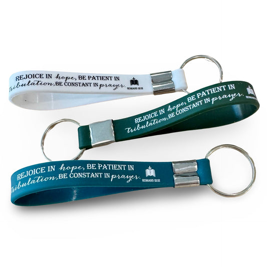 “Rejoice in Hope” Silicone Bible Verse Keychain