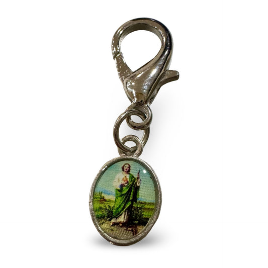 Tiny Colored St. Jude Medal with Clasp