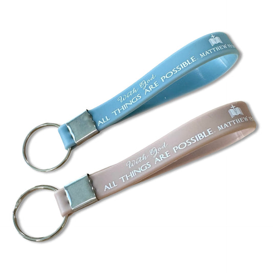 “With God all things are possible” Silicone Bible Verse Keychain