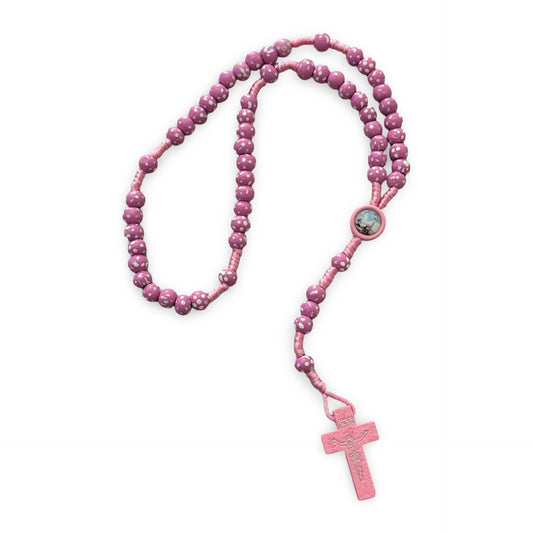 Polka Dot Flower Fatima Children's Rosary Necklace