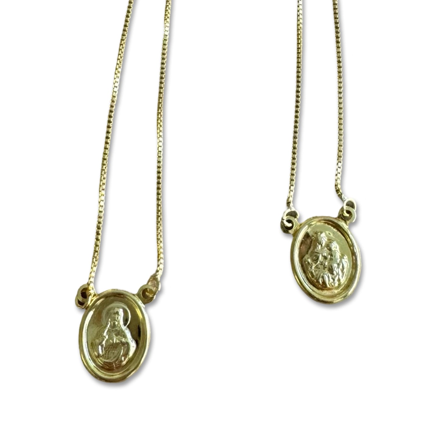 Gold Oval Scapular Necklace - Front and Back