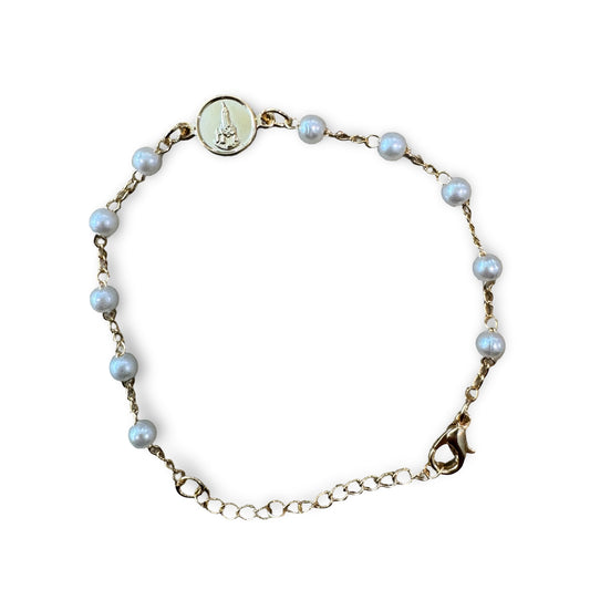 Gold and Pearl Fatima Bracelet
