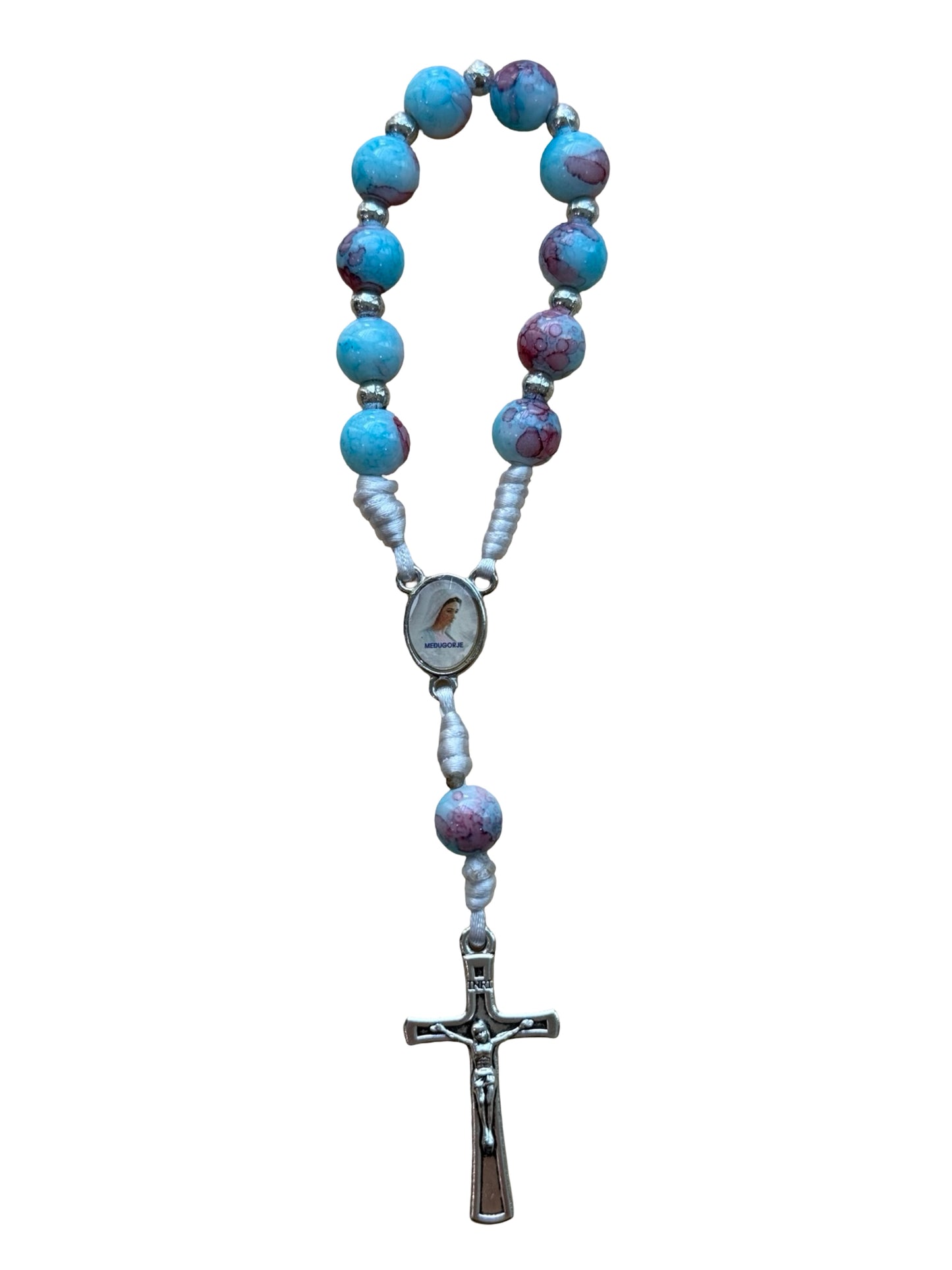 Marble Queen of Peace Cord Decade Rosary of Assorted Colors