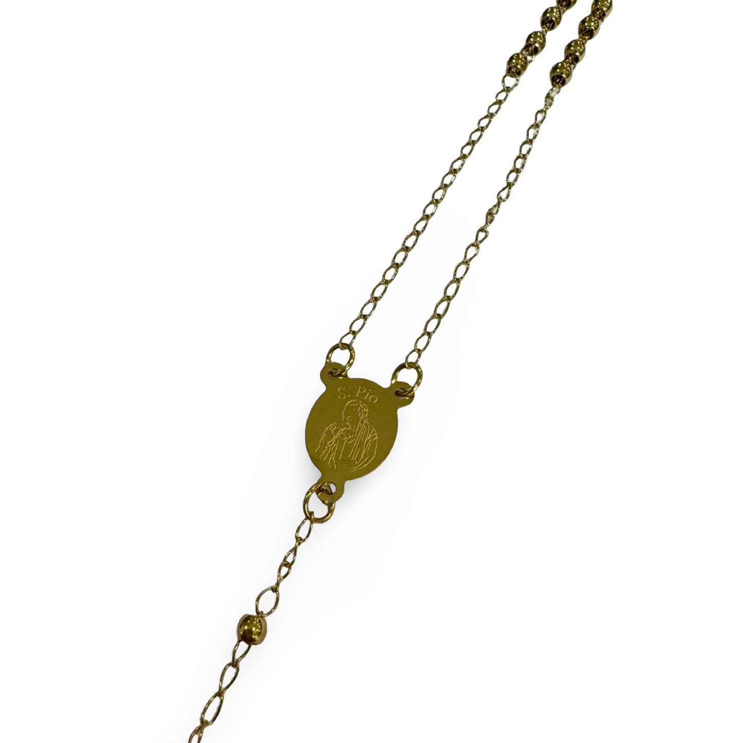 Padre Pio Sterling Silver Rosary Necklace