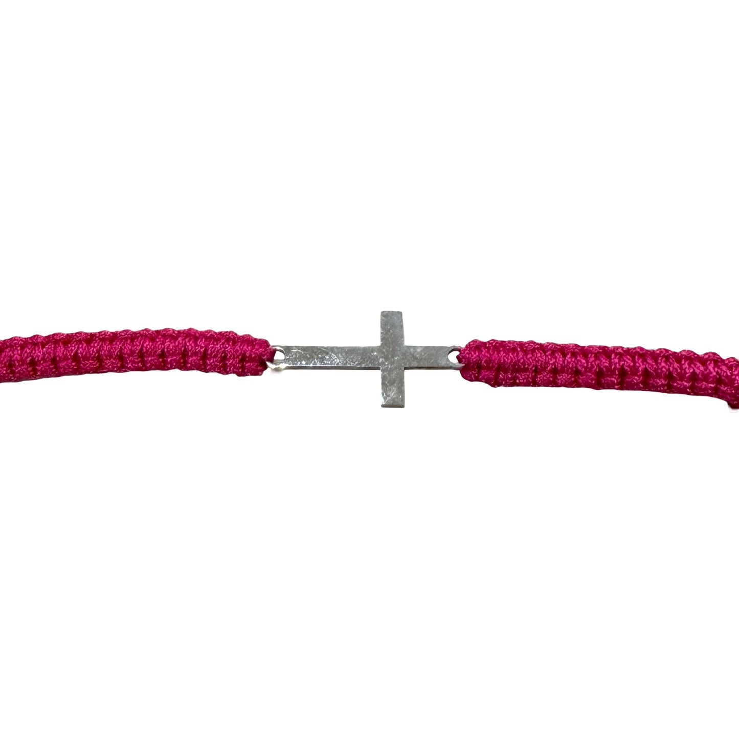 Braided Cord Adjustable Bracelet with Silver Cross